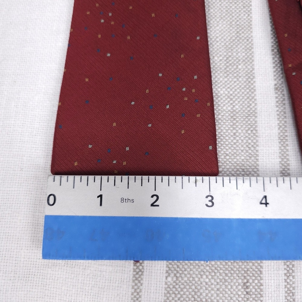 KENZO Paris Tie Mens VTG Burgundy Silk Geometric Dot Confetti Fun Festive 80s - Picture 7 of 7